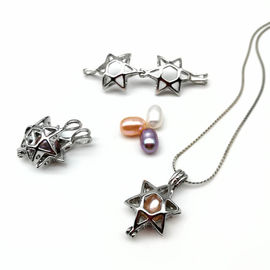 Love Wish Pearl Silver Hexagon Cage Necklace Pendant Can Open Put Bead